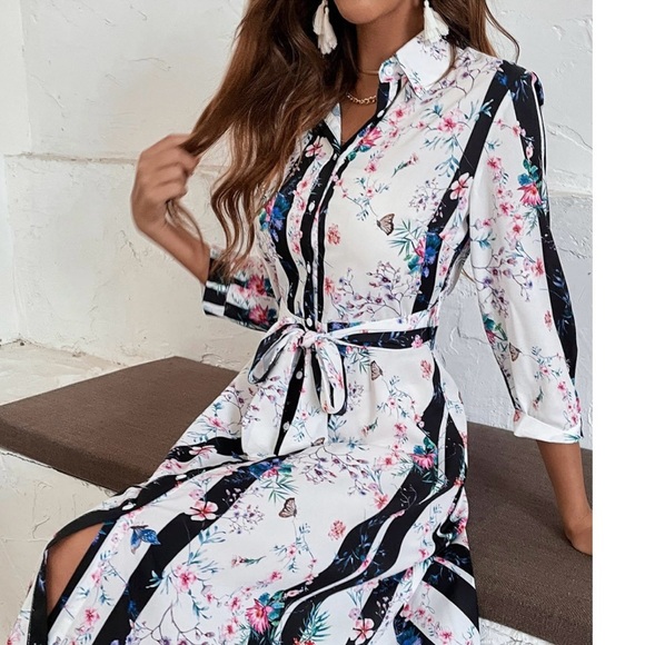 SHEIN Striped and Floral Print Dress - Picture 2 of 10